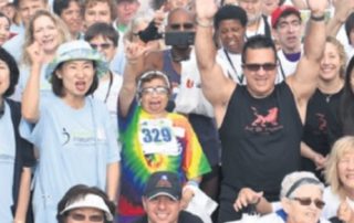 Walk participants celebrating at the Project Independence Walk For Independence